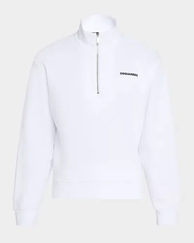 Dsquared2 Men's Half-zip Cotton Sweatshirt In White