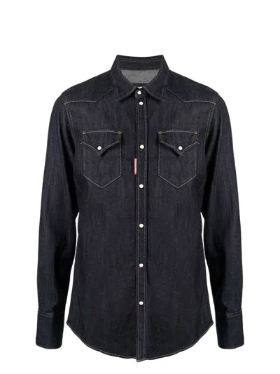 DSQUARED2 MEN'S HEMP WESTERN DENIM SHIRT