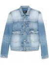 Dsquared2 Denim Jacket With Buttoned Cuffs And Pockets In Multicolor