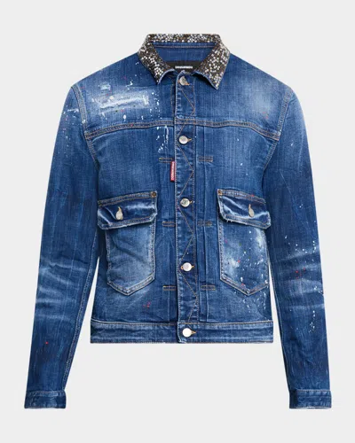 Dsquared2 Men's Heritage Boxy Jean Jacket In Navy/blue