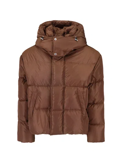 Dsquared2 Brown Technical Fabric Hooded Down Jacket