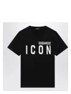 Dsquared2 Men Black Crewneck T-shirt With Maxi Logo Print On The Front In Cotton Man In Black