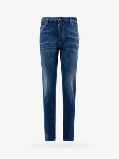 Dsquared2 Men Jeans With Enamelled Metal Logo Patch In Blue