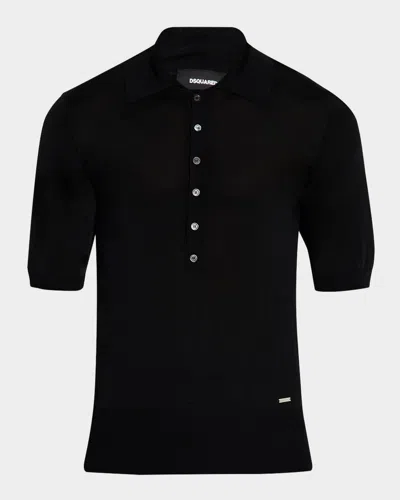 Dsquared2 Men's Knit Polo Shirt In Black