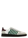 Dsquared2 White Leather Sneakers With Side Stripe Detailing In White