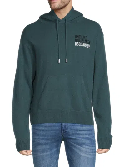 Dsquared2 Men's Logo Cashmere Hoodie In Green