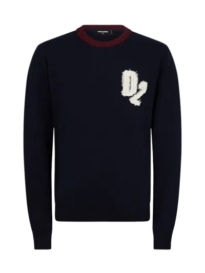 Dsquared2 Men's Logo Crewneck Sweater In Navy