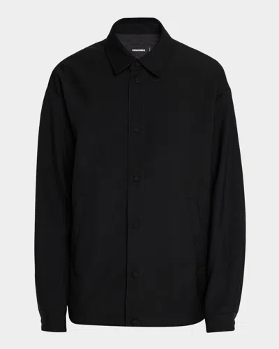 DSQUARED2 MEN'S LOGO-EMBROIDERED WOOL-BLEND COACH JACKET