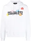 Dsquared2 Logo Printed Drawstring Hoodie In White
