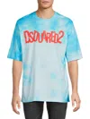Dsquared2 Men's Logo Tie-dye Cotton T-shirt In Blue