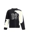 Dsquared2 Crew Neck Sweater With Bold Intarsia Pattern In Black