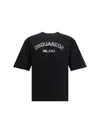 Dsquared2 Loose Fit Black Cotton T-shirt With Vintage Logo In Black