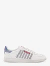Dsquared2 White Low Top Sneakers With Logo Patch On Tongue And Side And Contrasting Heel With Logo In Leather 