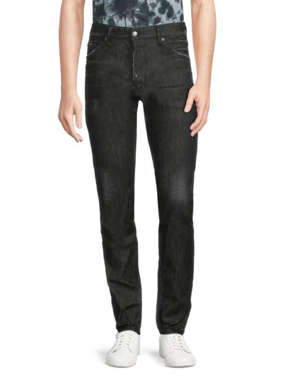 Dsquared2 Men's Mid Rise Faded Jeans In Black