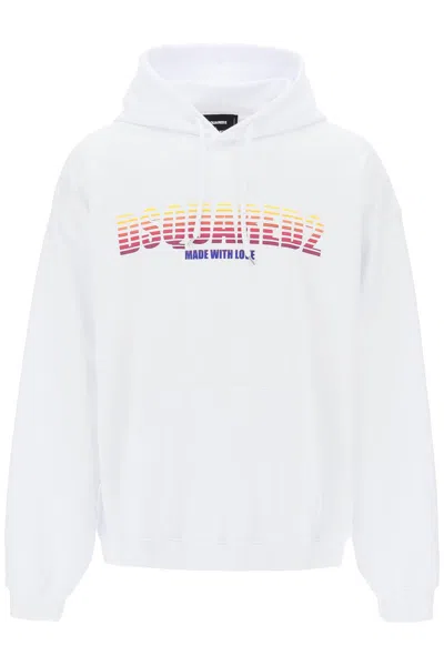 Dsquared2 Men's Loose-fit Hoodie With Multicolored Graphic Print In Black