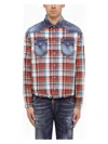 Dsquared2 Plaid Western Shirt With Denim Inserts In Multicolor