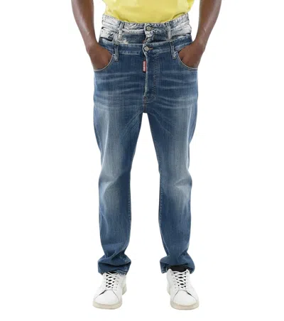 Dsquared2 Men Navy Blue High Rise Jeans