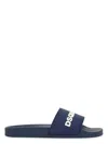 Dsquared2 Navy Blue Polyurethane Slippers With Minimalist Design And Leather Sole Men In Blue