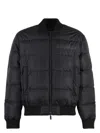 Dsquared2 Shiny Black Cropped Padded Bomber Jacket In Polyamide In Blue