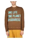 Dsquared2 Dsquared Men "one Life One Planet" Sweatshirt In Brown