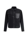 Dsquared2 Black Jacket With Classic Collar And Embossed Logo On The Front In Denim Man