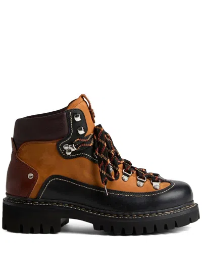 DSQUARED2 MEN'S PANELLED LEATHER HIKING BOOTS
