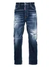 Dsquared2 Logo-patch Tapered-leg Jeans In Blue Navy
