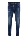Dsquared2 Blue Jeans With Belt Loops And Logo Patch On The Rear In Navy Blue
