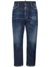 Dsquared2 Gradient Wash Denim Trousers With Distressed Detailing In Navy Blue