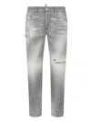 Dsquared2 Distressed Paint-splatter Jeans In Light Grey