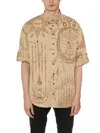 Dsquared2 Print Cotton Shirt In Beige