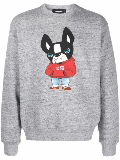 Dsquared2 Men's Printed Cotton Sweatshirt In Grey For Ss23