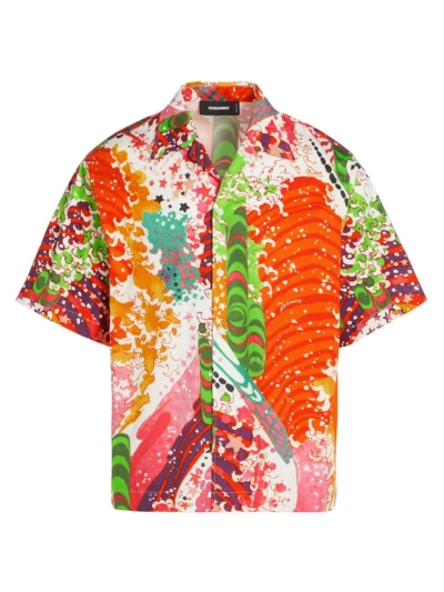 Dsquared2 Men's Psychedelic Dreams Stretch-cotton Camp Shirt In Mix Colours