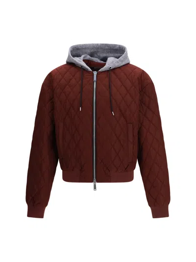 Dsquared2 Heritage Quilted Bomber Jacket In Burgundy