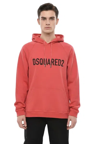 Dsquared2 Men Red Relaxed Logo Hoodie