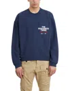Dsquared2 Men's Round Neck Sweater With Front Pocket In Blue