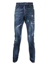 Dsquared2 Distressed Crotch Denims With Paint Splatter Motif 16cm In Jeans