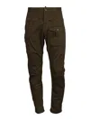 Dsquared2 Olive Cotton Blend Cargo Trousers In Brown