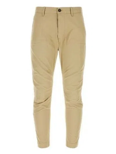 Dsquared2 Streamlined Cotton Chino Trousers In Brown