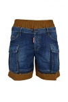 Dsquared2 Layered-design Denim Shorts In Blue