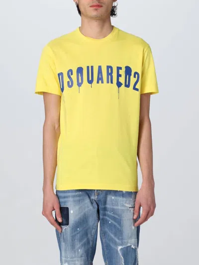 Dsquared2 Men's Short Sleeve Cotton T-shirt In Yellow