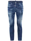 Dsquared2 Distressed Slim-fit Jeans With Paint Splatter Details In Blue