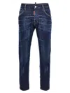 Dsquared2 Blue Jeans With Belt Loops And Logo Patch On The Rear In Denim Man In Blue