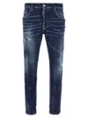 Dsquared2 Distressed Dark Blue Slim Fit Jeans In Blue