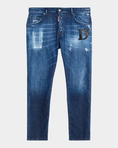 Dsquared2 Men's Slim Distressed Skater Jeans In Blue