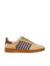 Dsquared2 Brown Low Top Sneakers With Logo Lettering On The Tongue And Striped Detail On The Side In Leather A In Beige