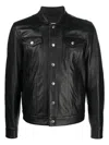 Dsquared2 Long-sleeved Leather Jacket In Black