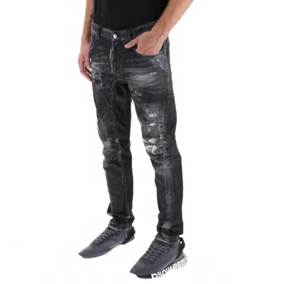 Dsquared2 Men's Sprayed Effect Distressed Skater Jeans In Black