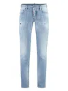 Dsquared2 Distressed Five-pocket Cotton Stretch Jeans In Denim