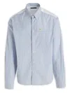 Dsquared2 Cotton Shirt With Striped Pattern And Button-down Collar In Light Blue,white,blue